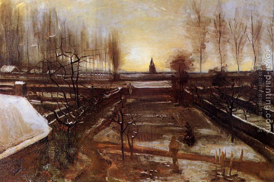 Vincent Van Gogh : The Parsonage Garden at Nuenen in the Snow